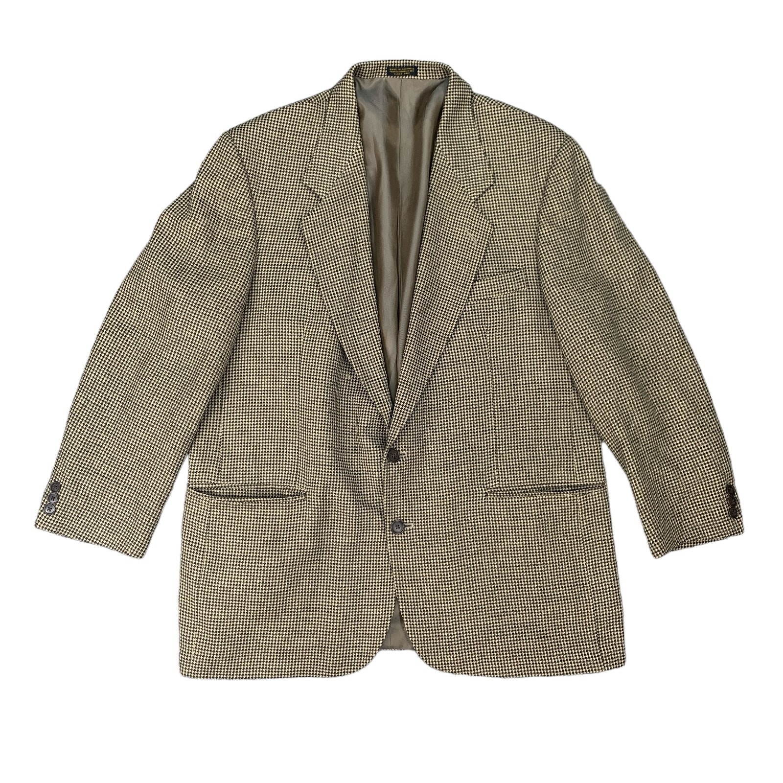 Vintage Oscar De La Renta Blazer Mens 44 Straw Olive Silk Wool Blend Sport Coat